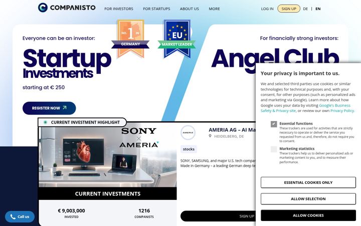 Screenshot of companisto.com