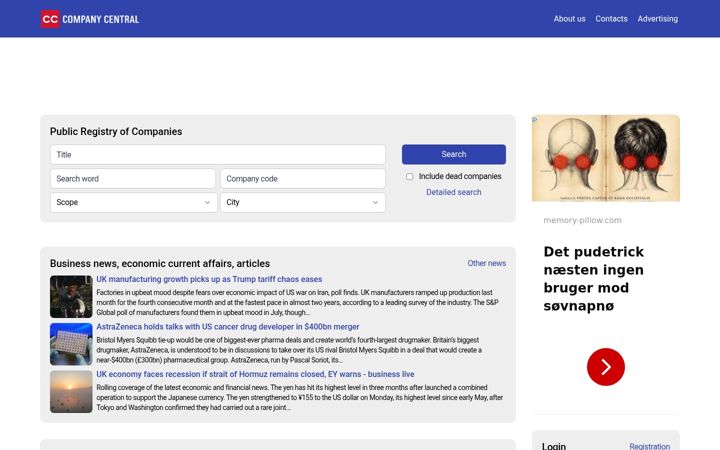 Screenshot of companycentral.co.uk