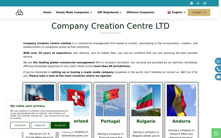 Screenshot of companycreationcentre.com