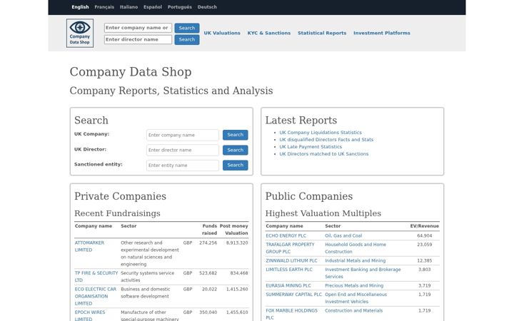 Screenshot of companydatashop.com