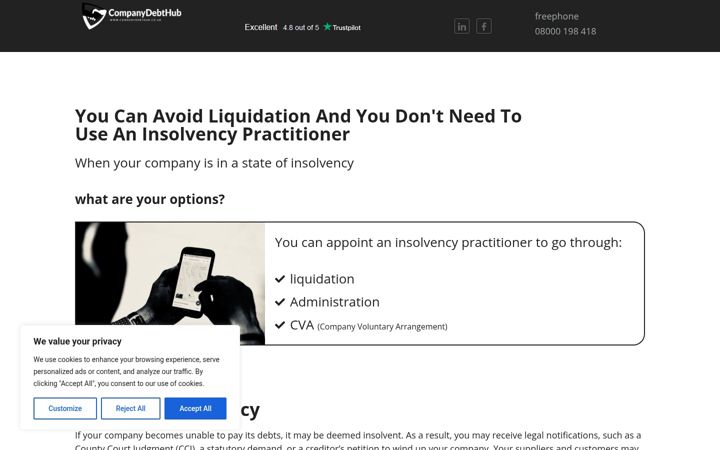 Screenshot of companydebthub.co.uk