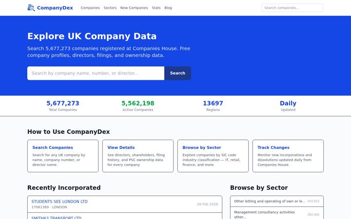 Screenshot of companydex.co.uk