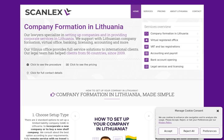 Screenshot van companyformationlithuania.eu