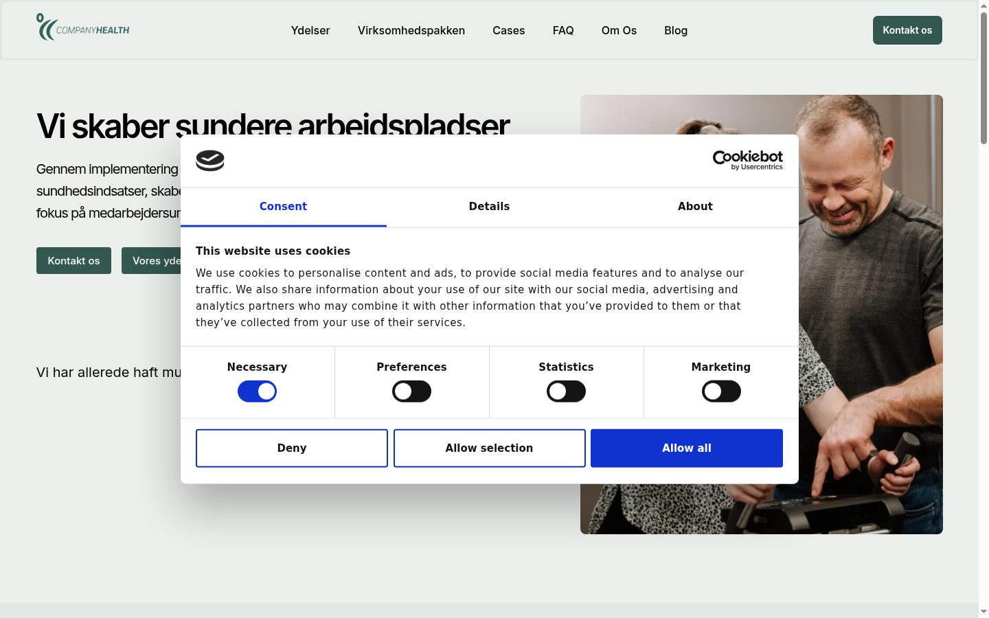 Capture d'écran de la bannière de consentement affichée avant toute interaction