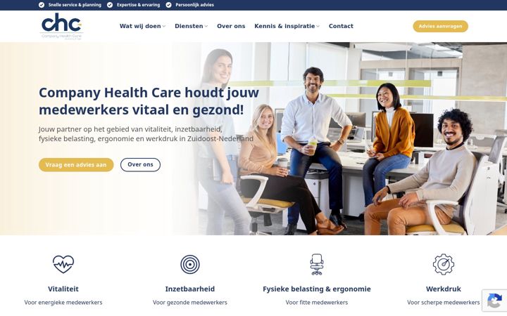 Captura de pantalla de companyhealthcare.nl