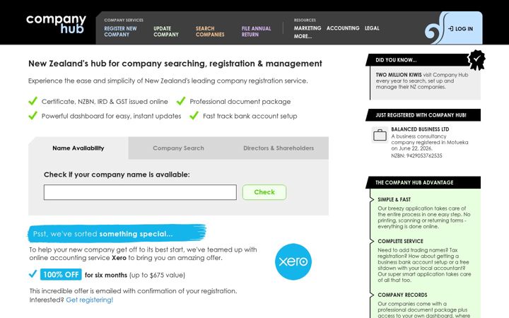 Skjermbilde av companyhub.nz