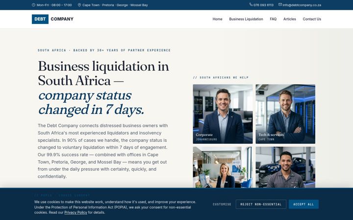 Skærmbillede af companyliquidationcapetown.co.za