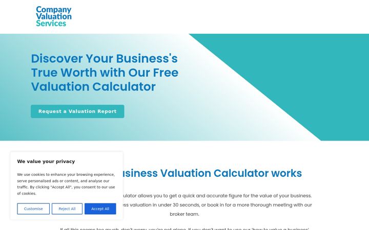 Screenshot of companyvaluation.services
