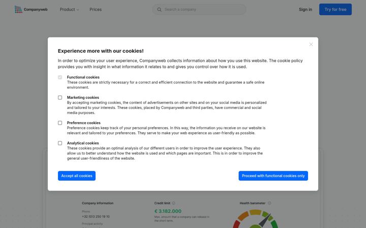 Képernyőkép: companyweb.be