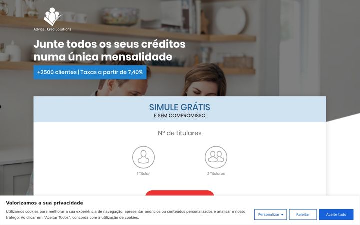 Screenshot of compara-credito-consolidado.pt
