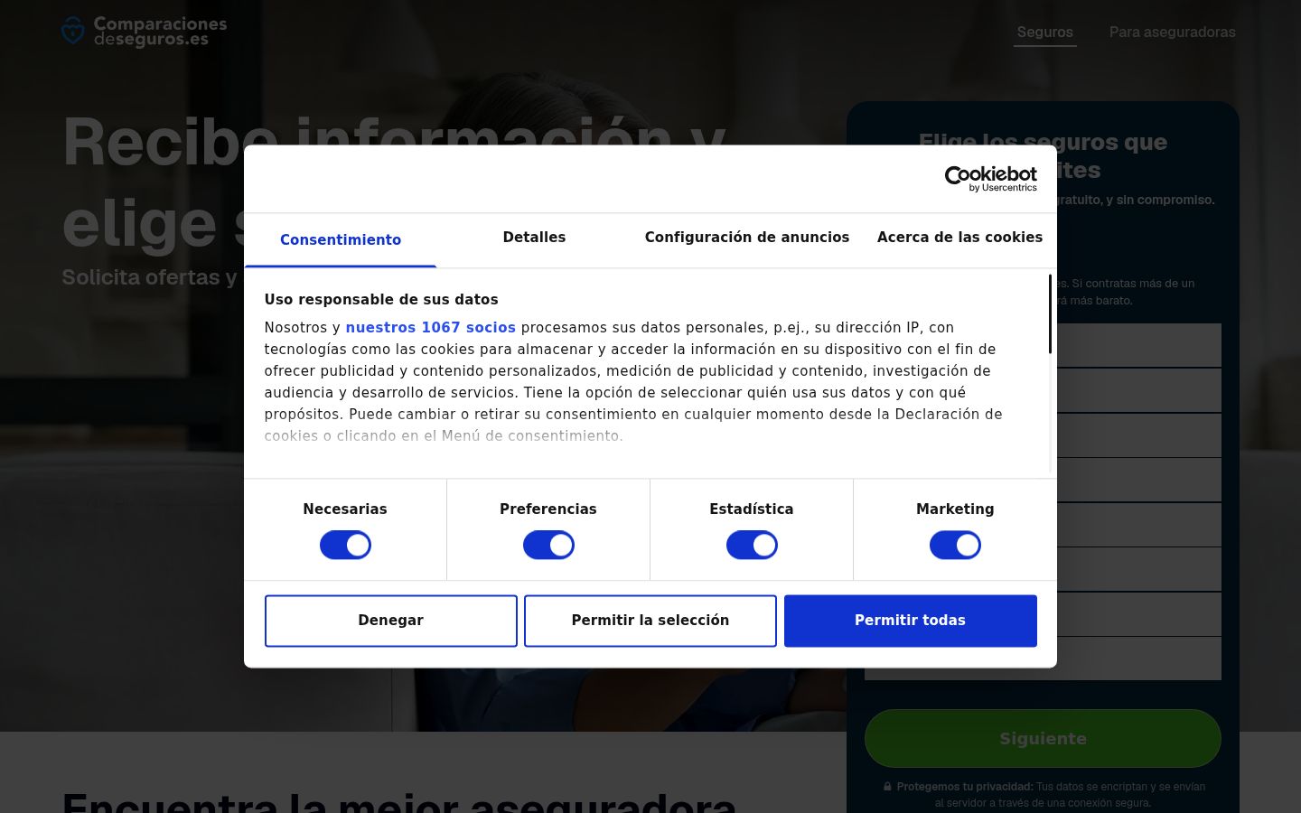 Sutikimo reklamjuostės, rodytos prieš bet kokią sąveiką, ekrano kopija