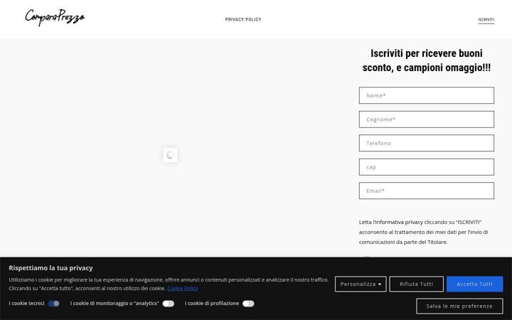Snímek obrazovky comparaprezzo.net