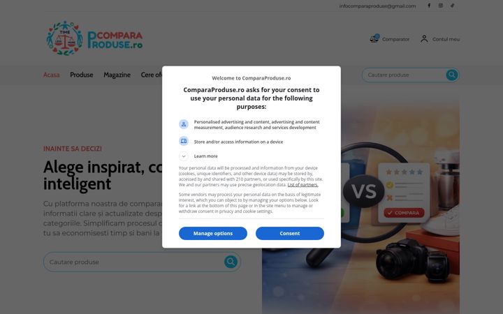 Screenshot van comparaproduse.ro
