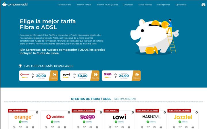 Screenshot of comparar-adsl.com