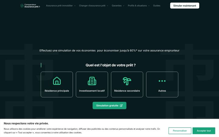 Ekrano kopija comparateur-assurance-pret.fr