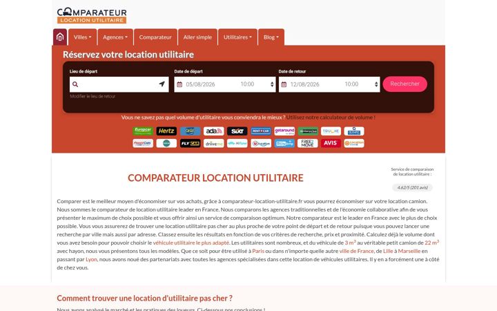 Ekrano kopija comparateur-location-utilitaire.fr
