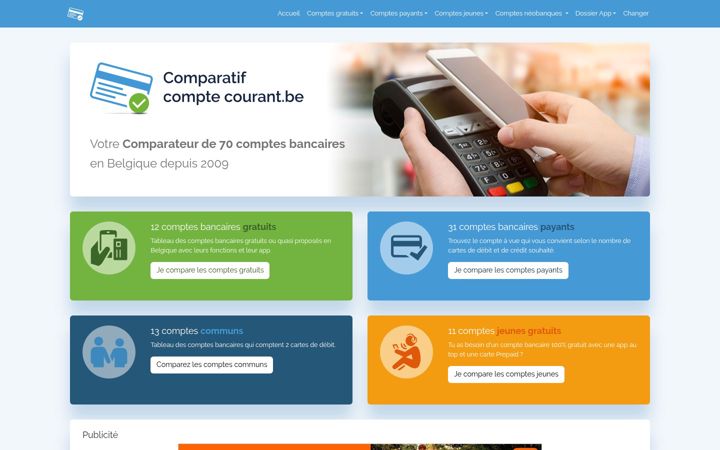 Screenshot of comparatif-compte-courant.be