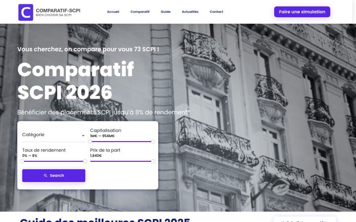 Screenshot of comparatif-scpi.fr