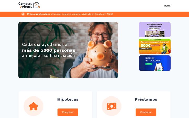 Screenshot stránky comparayahorra.es