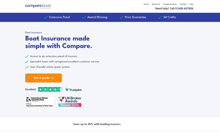 Ekrano kopija compare-boat-insurance.co.uk