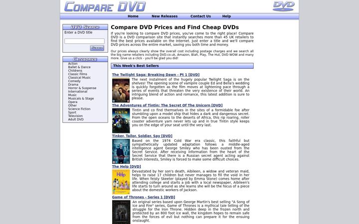 Screenshot of compare-dvd.co.uk