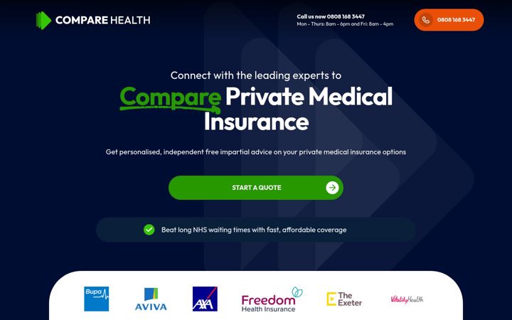 Screenshot of compare-health.co.uk