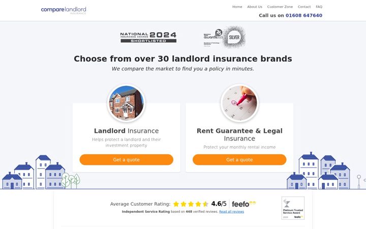 Screenshot of compare-landlord-insurance.co.uk