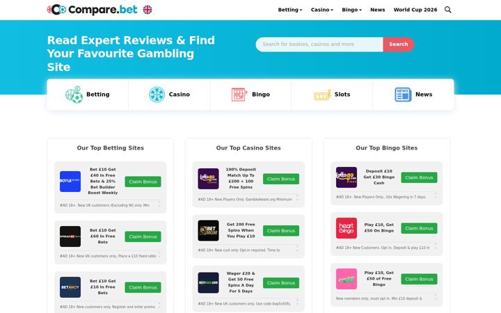 Screenshot of compare.bet