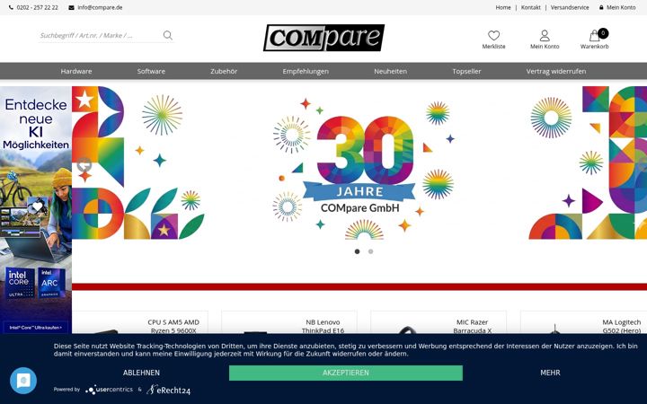 Screenshot of compare.de