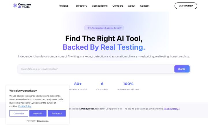 Screenshot of compareaitools.org