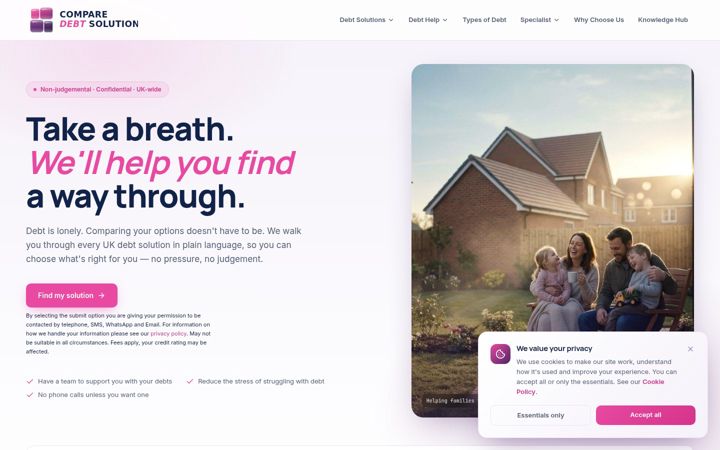 Screenshot of comparedebtsolutions.co.uk