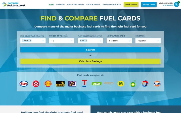 Screenshot of comparefuelcards.co.uk