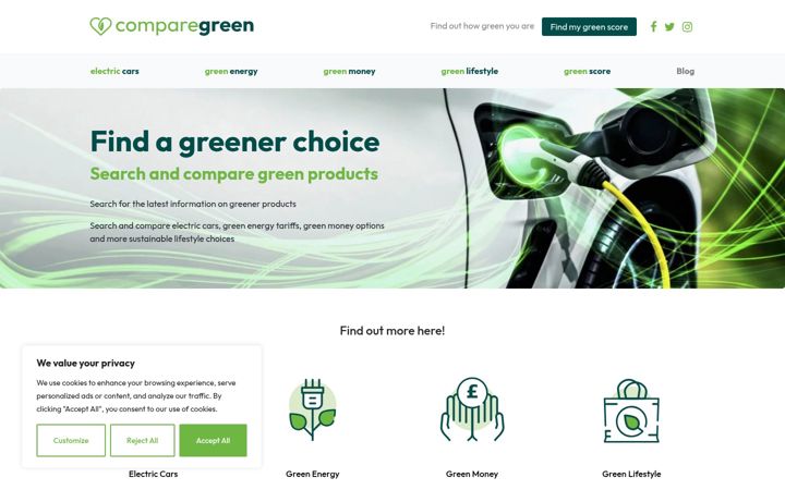 Screenshot of comparegreen.com