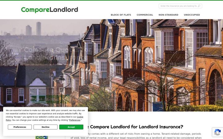 Captura de pantalla de comparelandlord.co.uk