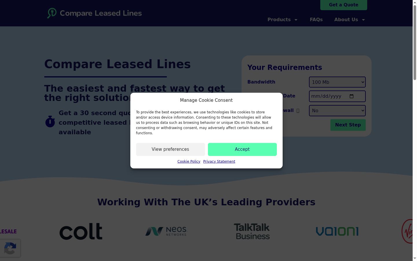 Screenshot of the consent banner shown before any interaction