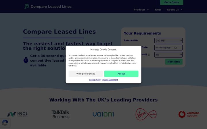 Captura de pantalla de compareleasedlines.co.uk