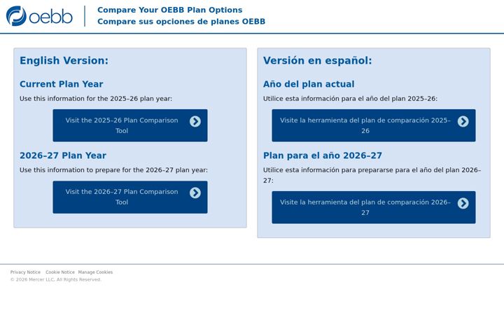 Screenshot of compareoebbplans.com
