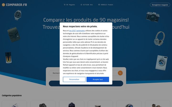 Screenshot του comparer.fr