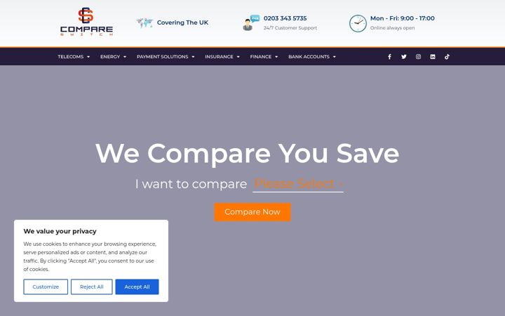 Screenshot of compareswitch.co.uk