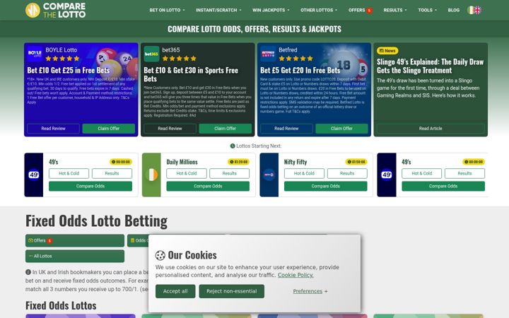 Screenshot of comparethelotto.com