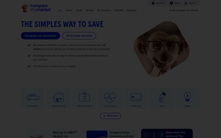 Kuvakaappaus sivustosta comparethemarket.com
