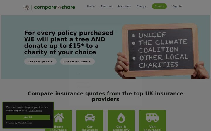 Screenshot of comparetoshare.com