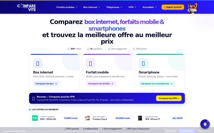 Screenshot of comparevite.com