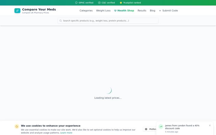 Screenshot of compareyourmeds.co.uk