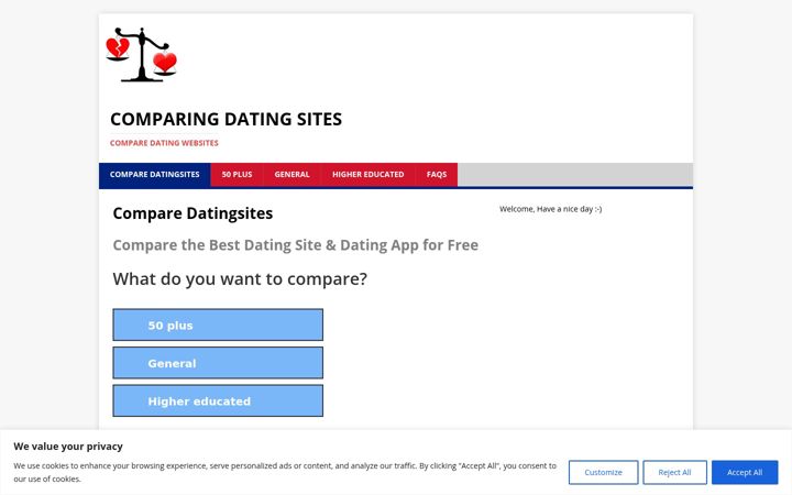Screenshot of comparingdatingsites.com