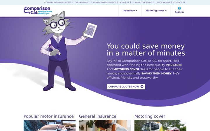 Screenshot of comparisoncat.co.uk