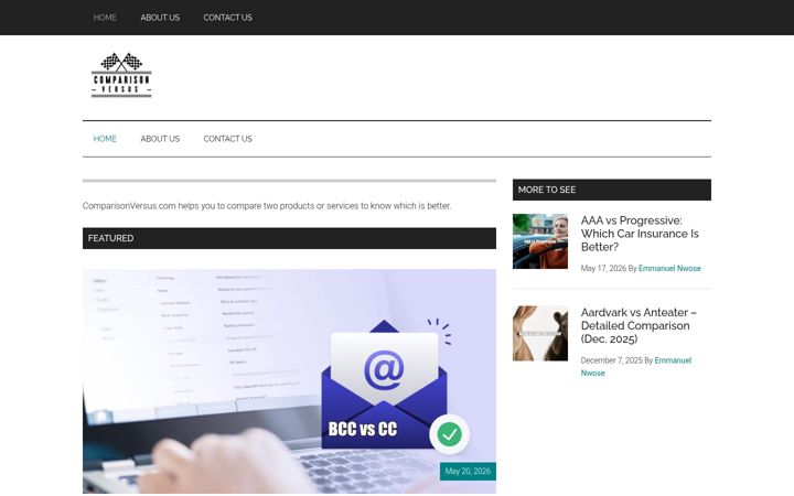 Screenshot of comparisonversus.com