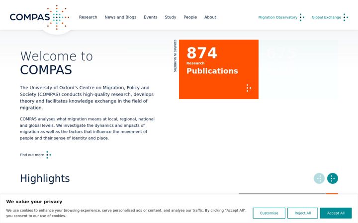 Screenshot of compas.ox.ac.uk