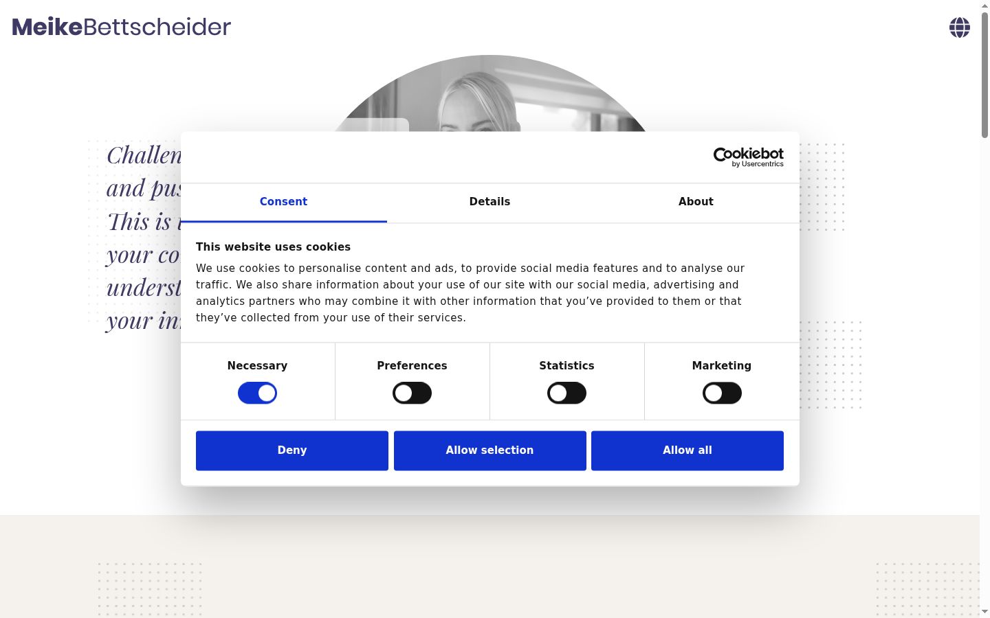 Screenshot of the consent banner shown before any interaction