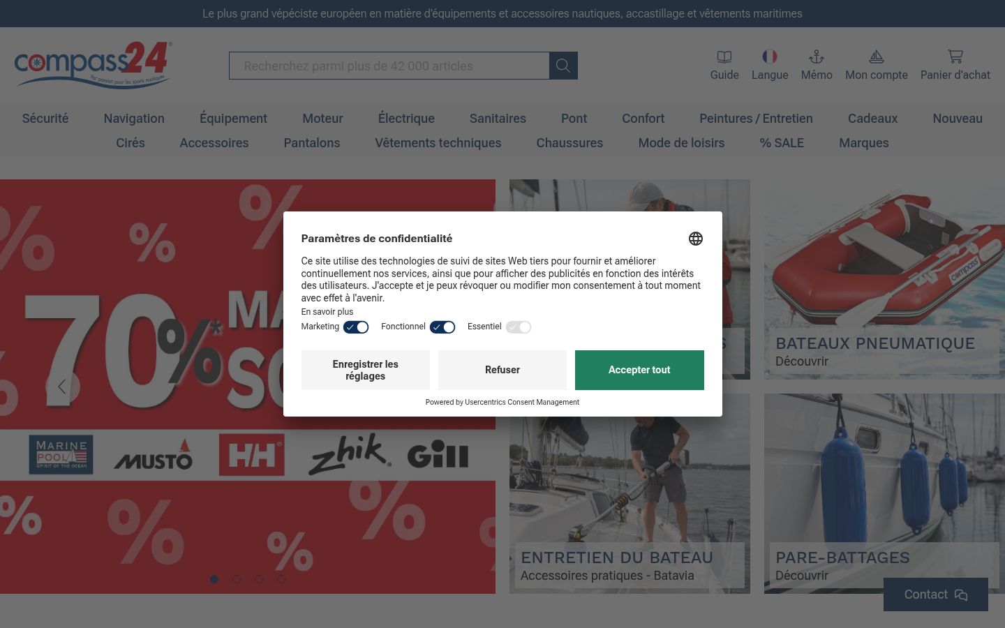 Screenshot des Einwilligungsbanners vor jeglicher Interaktion